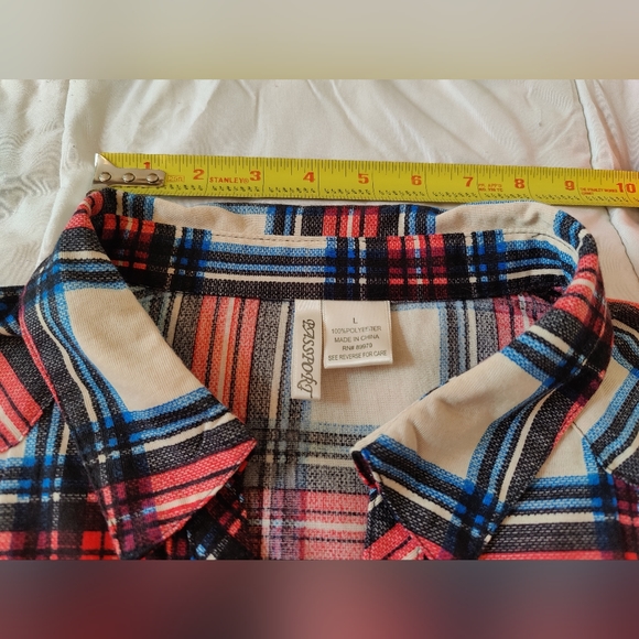 Passport Long soft flannel button down shirt 🔘 (Large) ❤️💙🖤🤍 - Picture 12 of 16